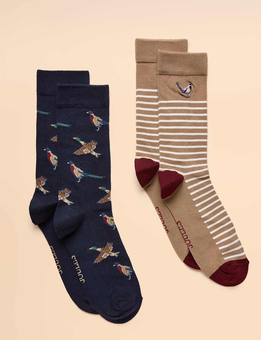 Joules 2 Pack Assorted Cotton Rich Socks Brown Mix