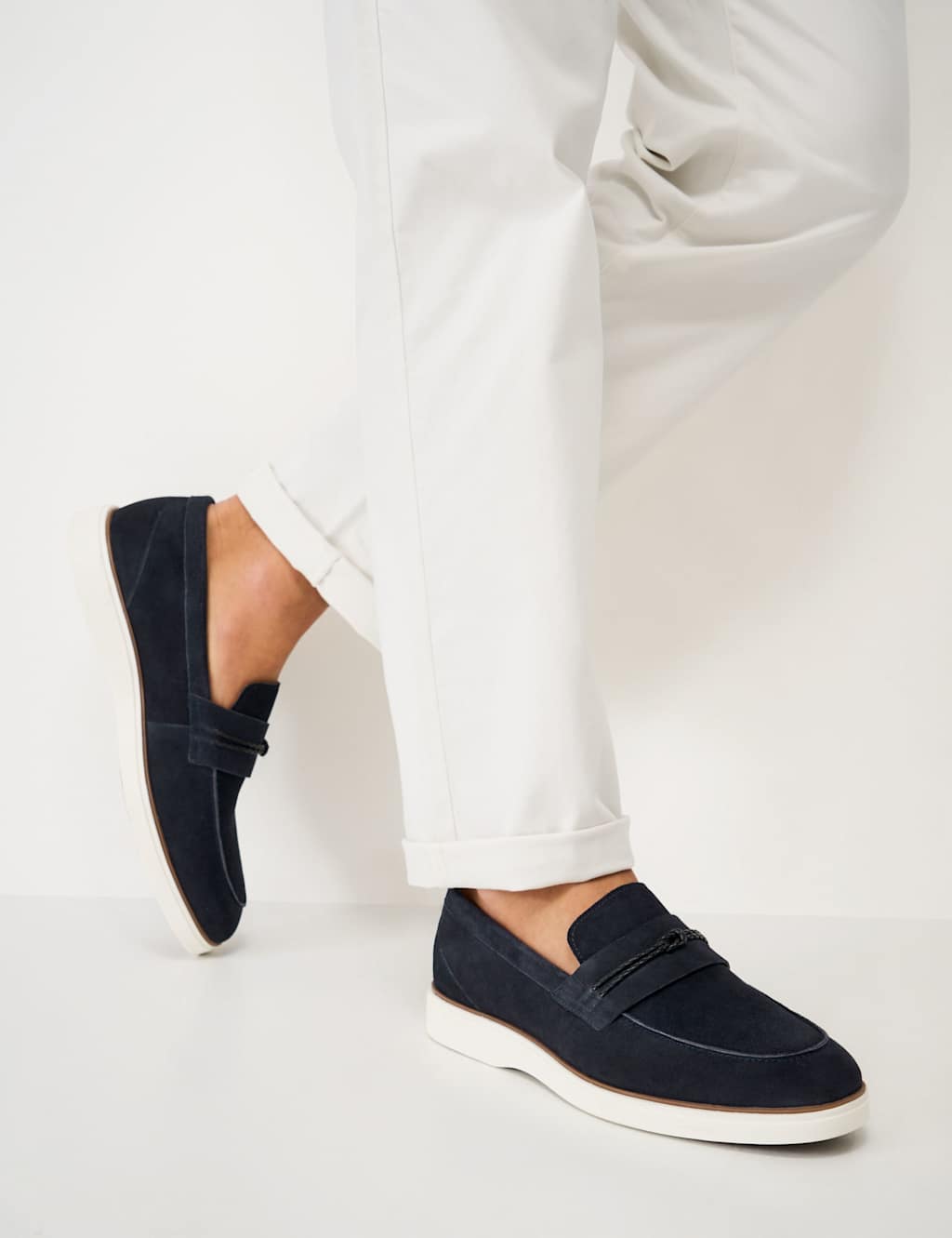 Crew Clothing Men's Suede Loafers - 11 - Navy - Available at M&S