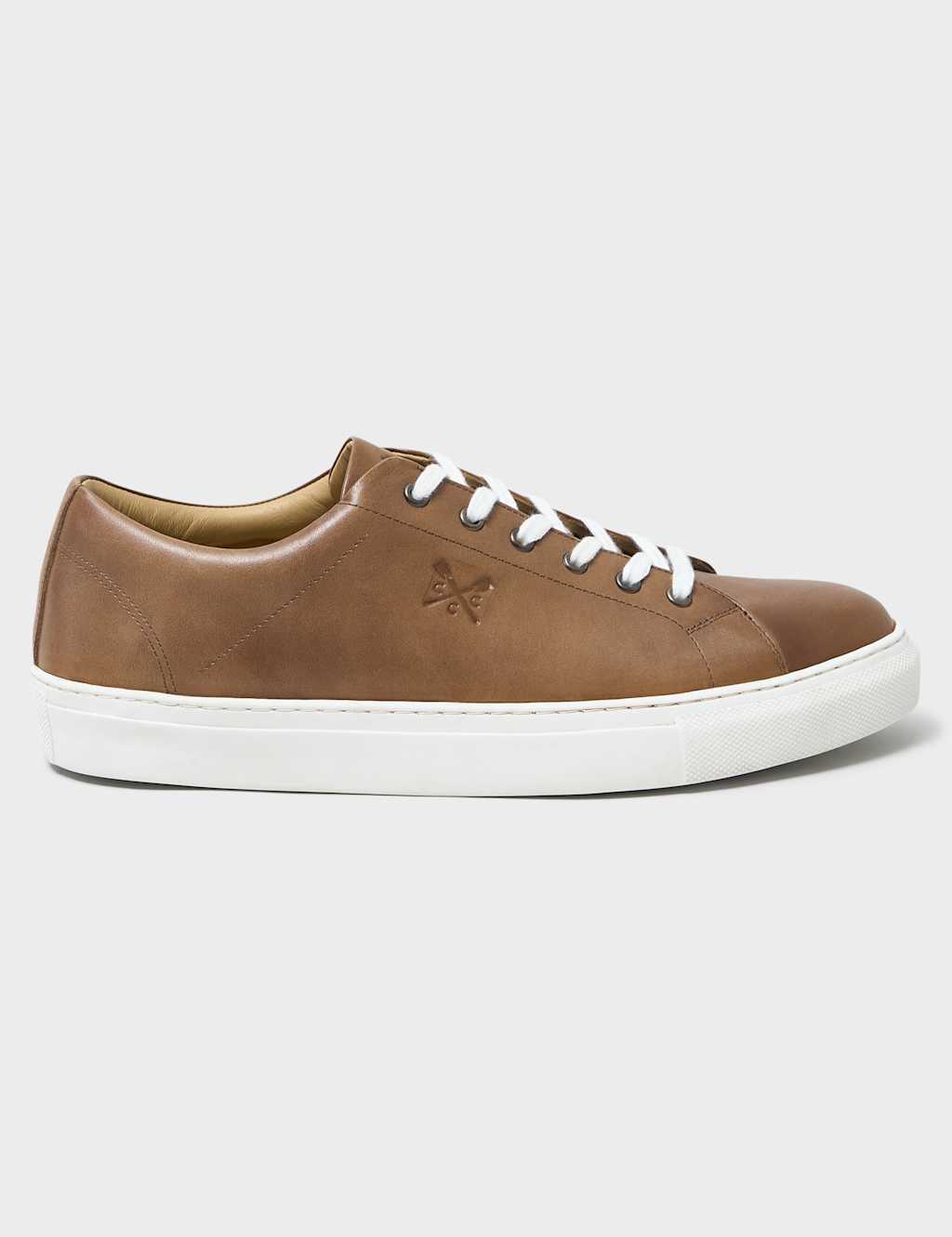 Crew Clothing Men's Leather Cupsole Trainers - 9 - Tan - Available at M&S