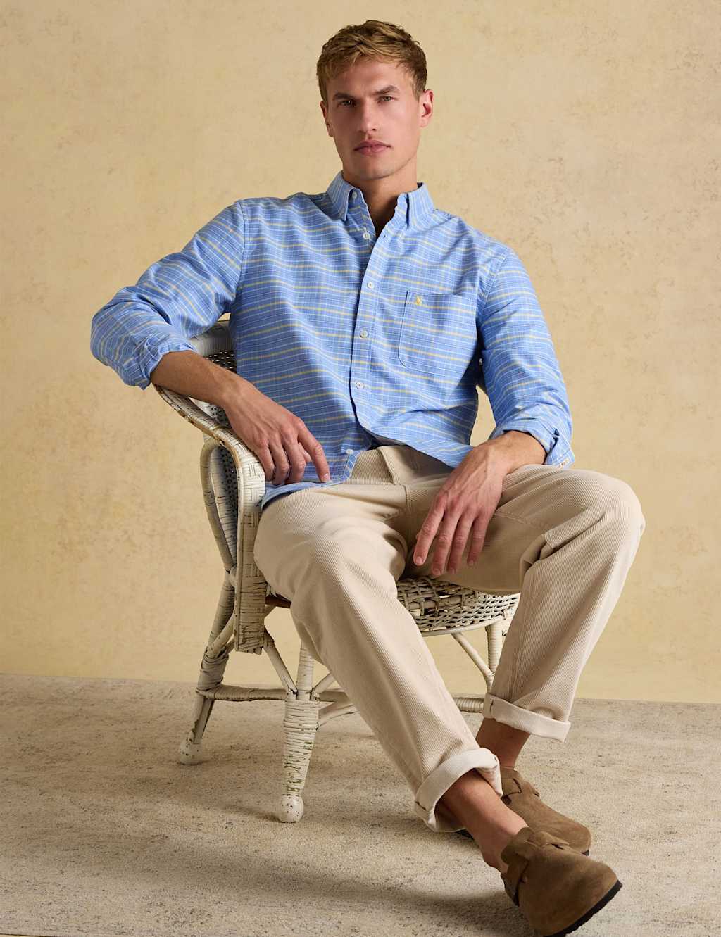 Joules Men's Regular Fit Pure Cotton Checked Oxford Shirt - M - Blue Mix - Available at M&S