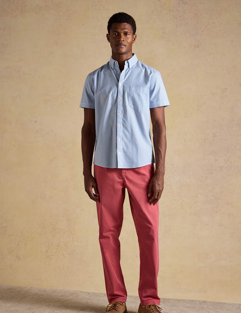Joules Men's Regular Fit Striped Short Sleeve Oxford Shirt - 2XL - Blue Mix - Available at M&S