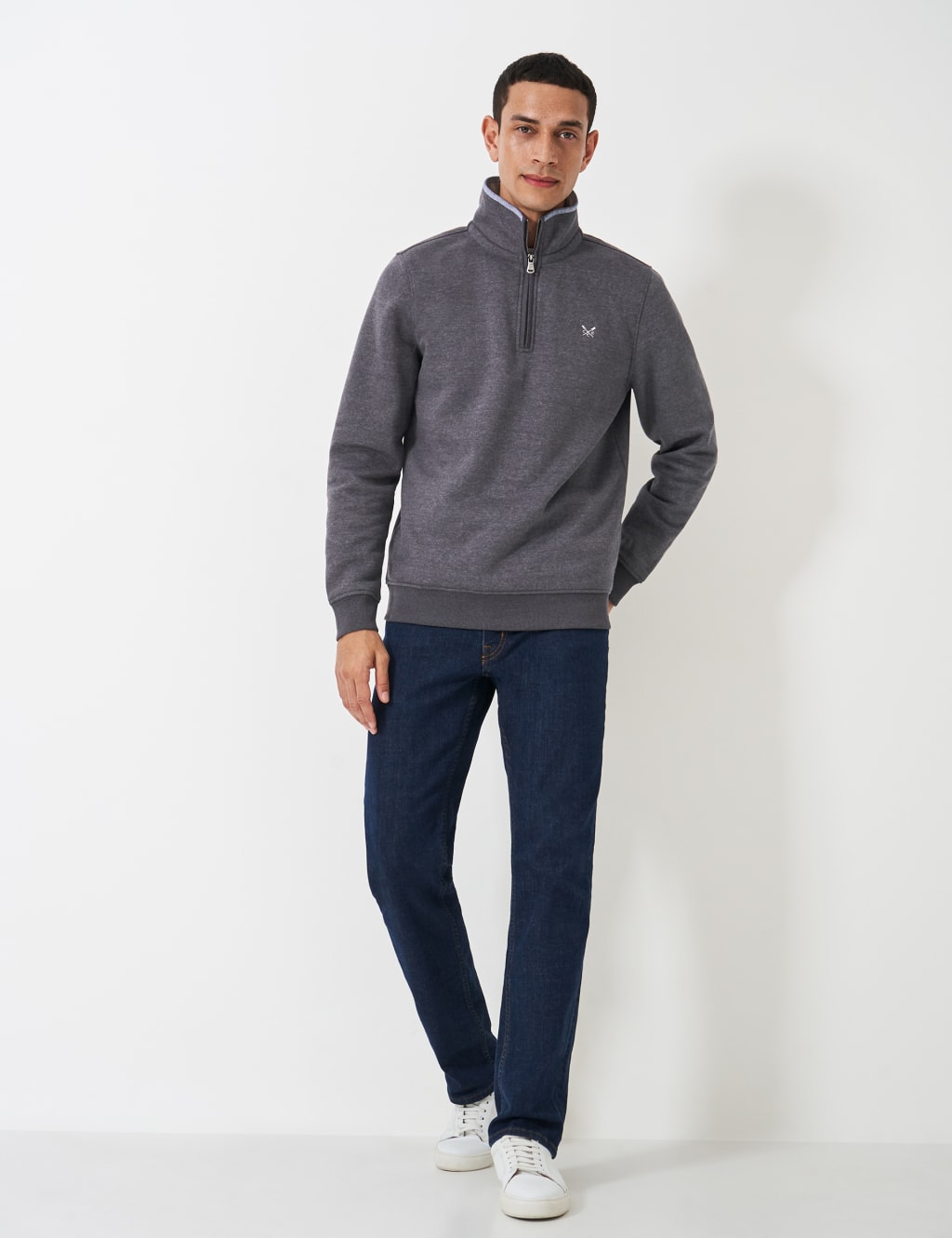 Cotton Rich Funnel Neck Half Zip Sweatshirt