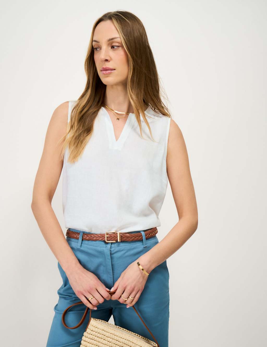 Crew Clothing Women's Linen Rich Top QT - 16 - White - Available at M&S