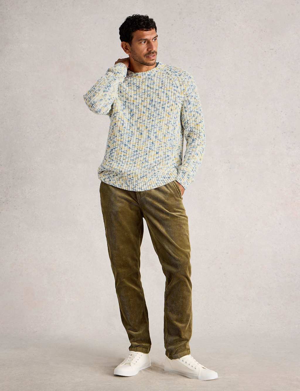 White Stuff Cotton Rich Textured Crew Neck Jumper Natural Mix