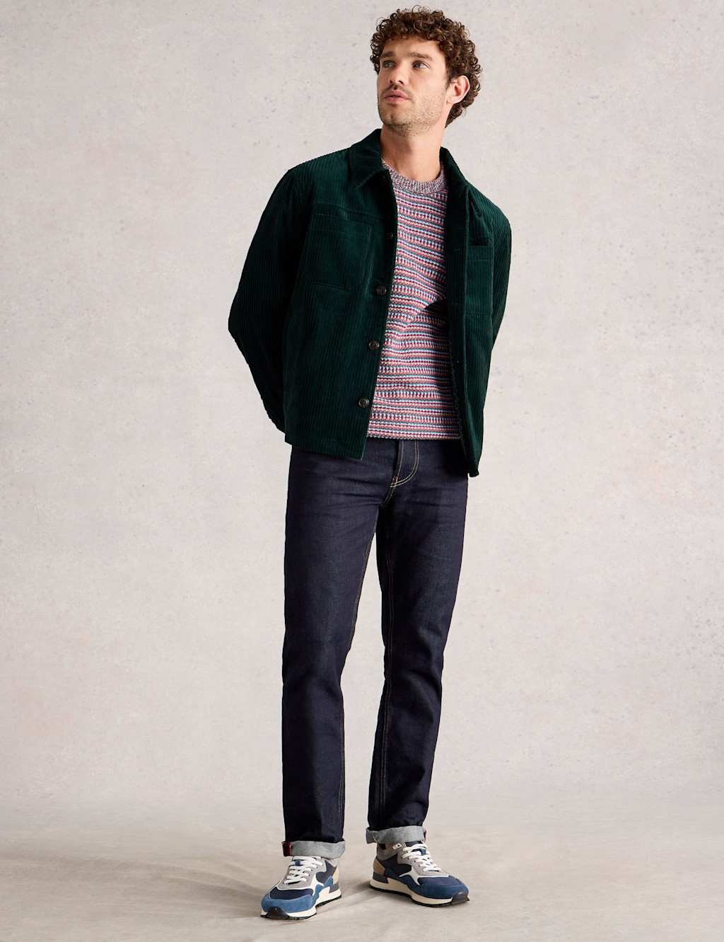 White Stuff Pure Cotton Corduroy Trucker Jacket Green