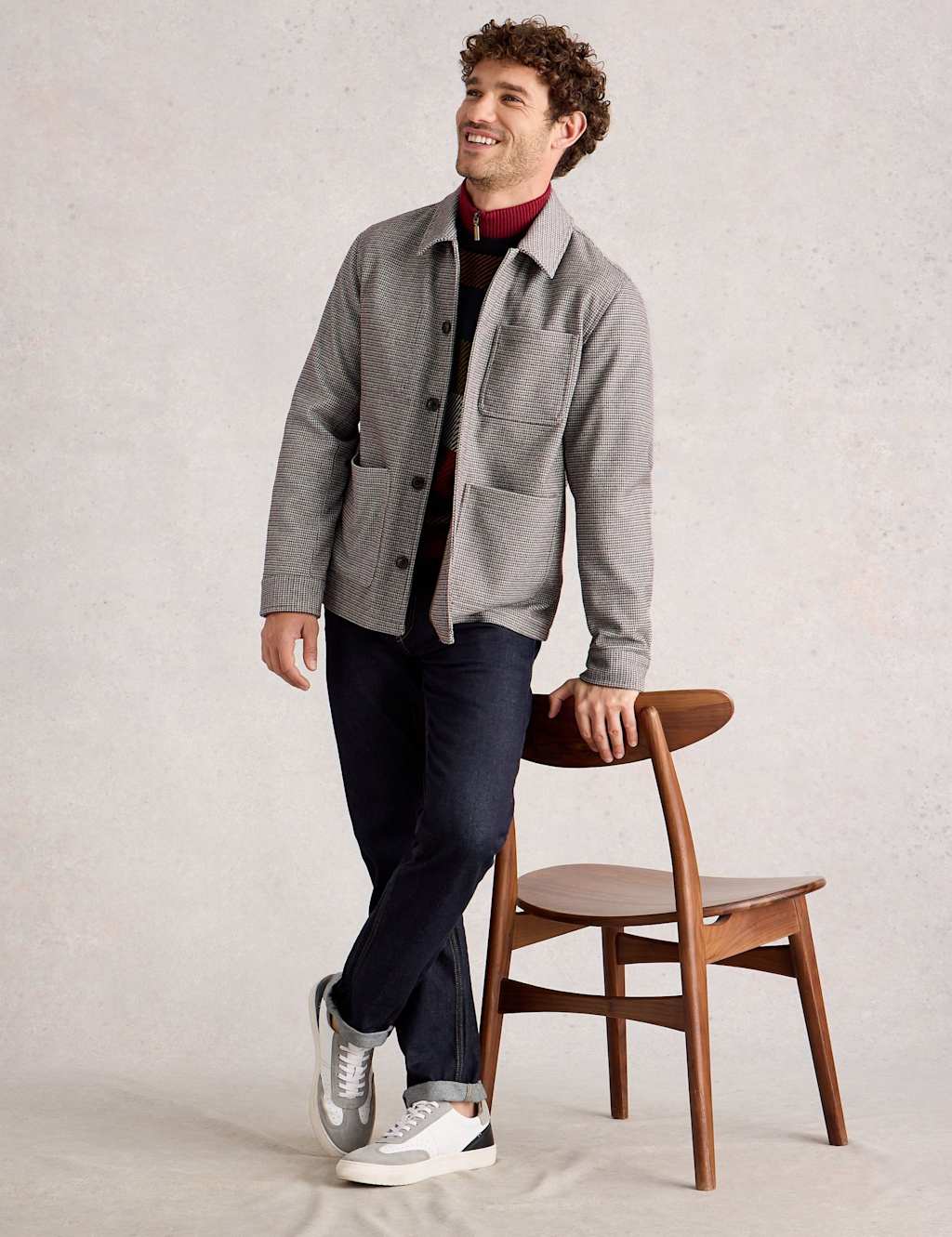 White Stuff Houndstooth Utility Jacket Grey Mix