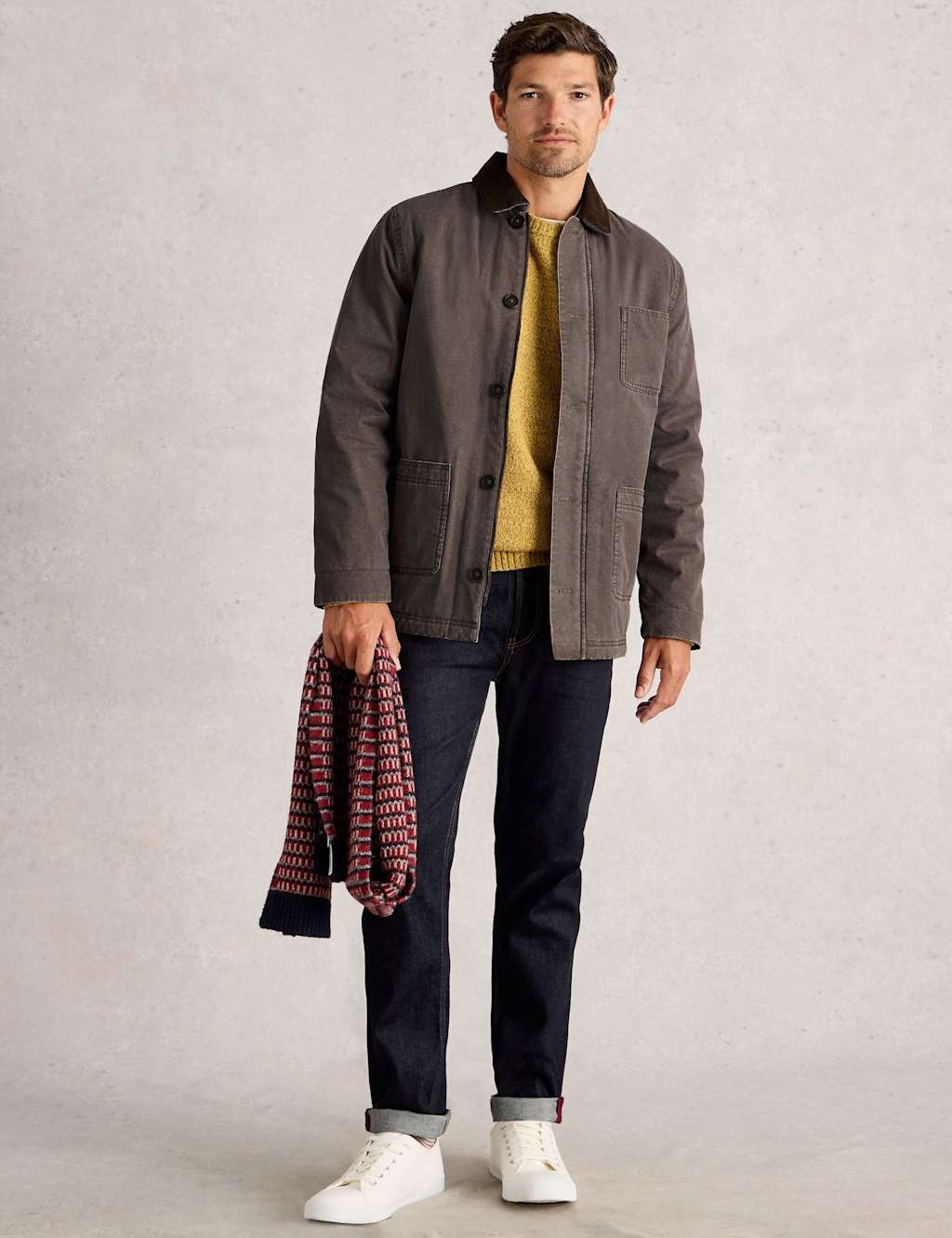 White Stuff Pure Cotton Borg Lined Utility Jacket Brown