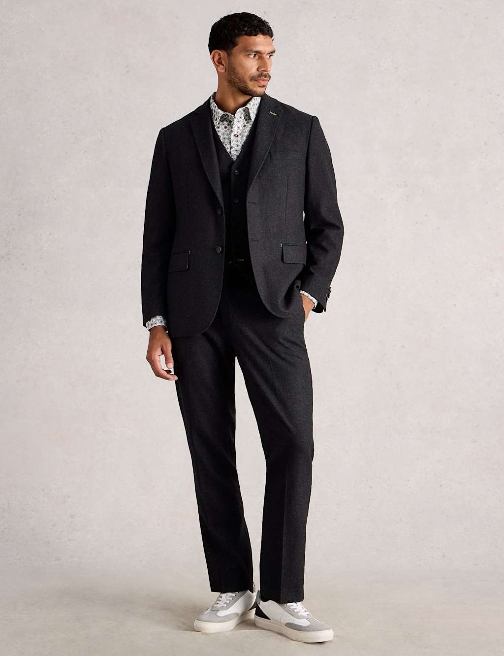 White Stuff Regular Fit Wool Blend Blazer Grey