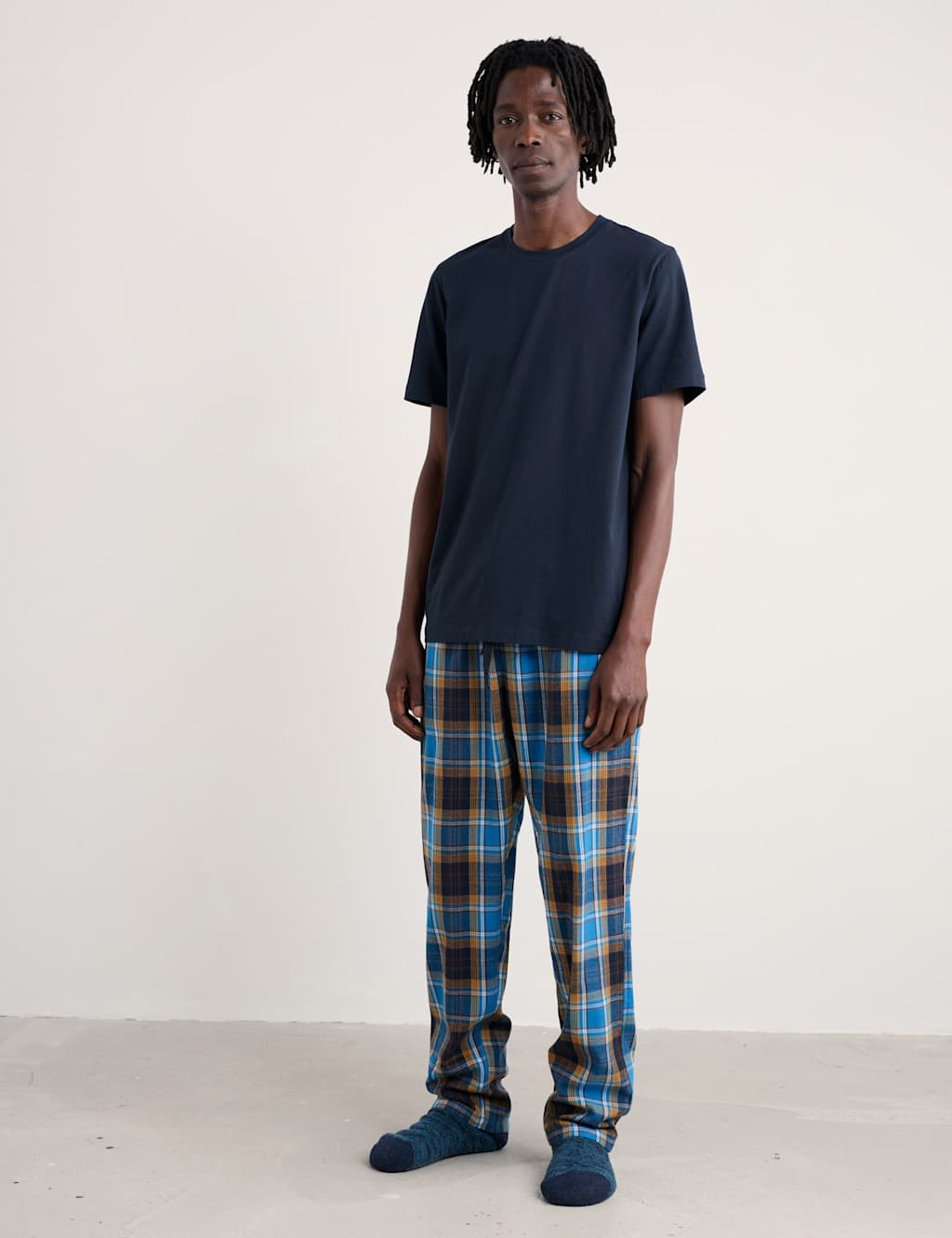 Seasalt Cornwall Pure Cotton Checked Pyjama Set Blue Mix