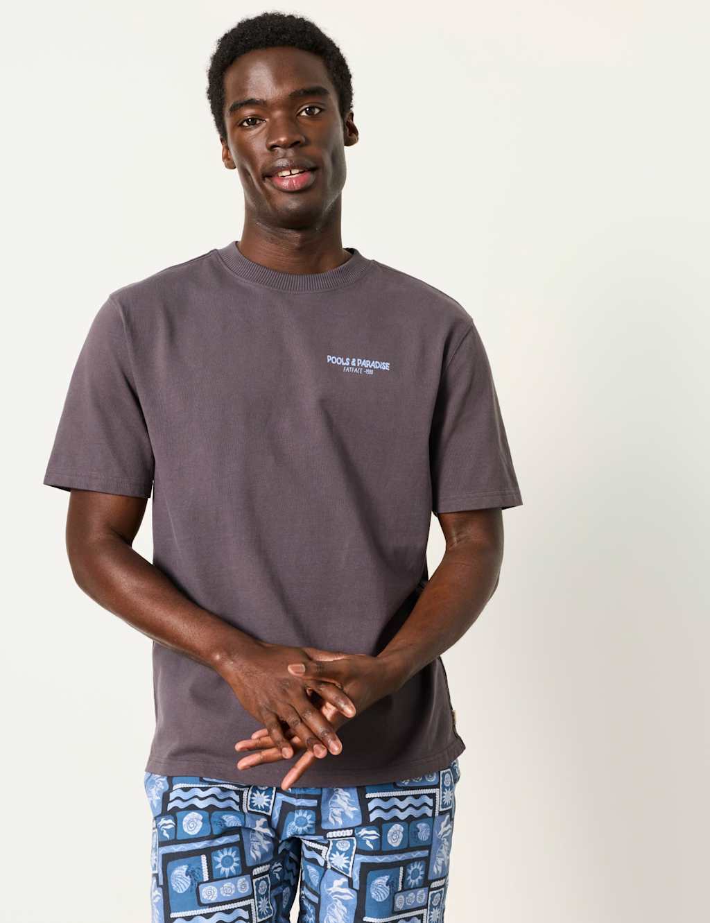 Fatface Men's Pure Cotton Pools & Paradise Graphic T-Shirt - 2XL - Charcoal Mix - Available at M&S