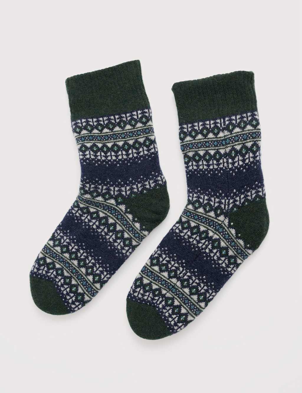 Seasalt Cornwall Patterned Lambswool Rich Socks Green Mix