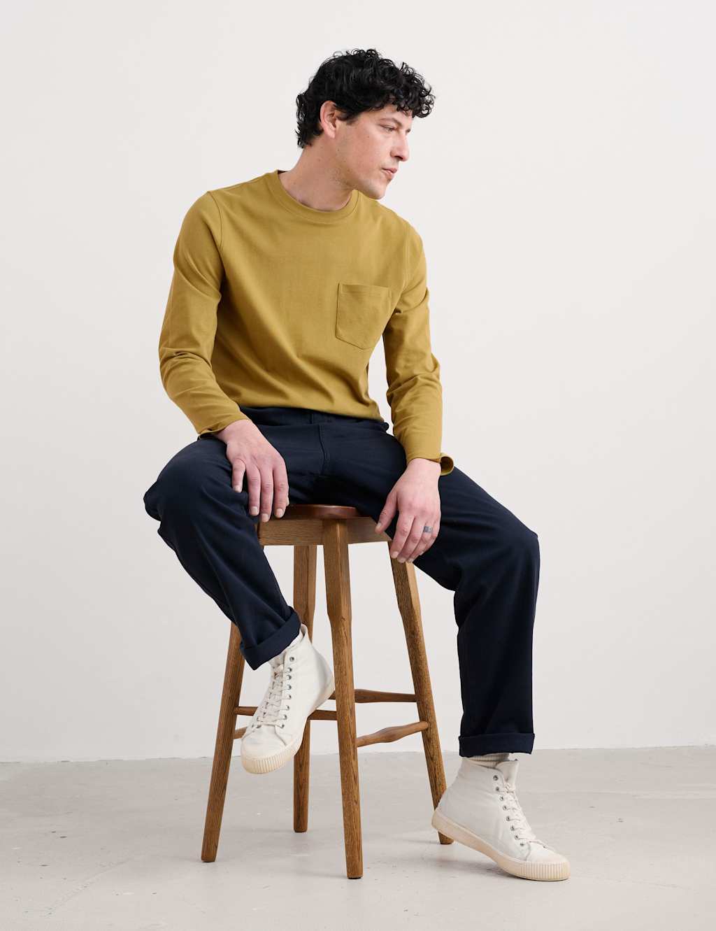 Seasalt Cornwall Pure Cotton Jersey Long Sleeve Top Yellow