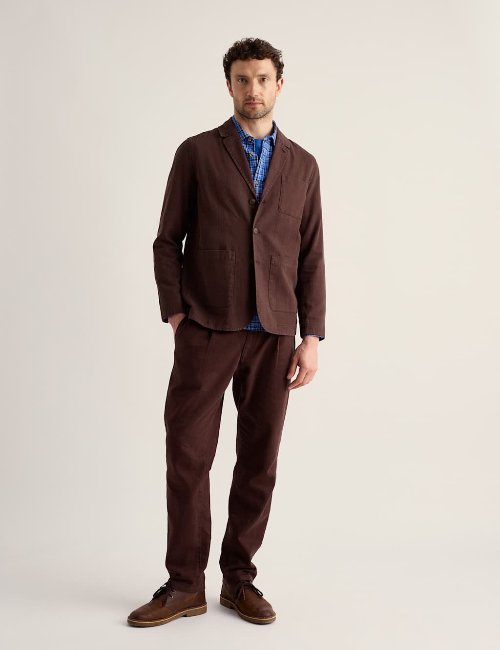 Seasalt Cornwall Men's Linen Rich Revere Jacket - M - Dark Brown - Available at M&S