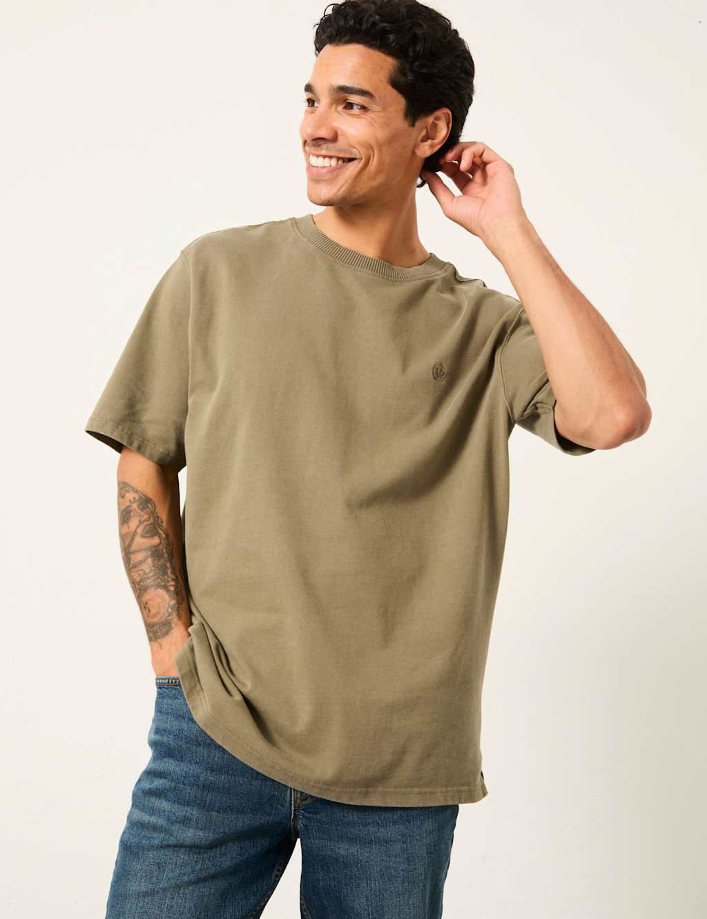 FatFace Pure Cotton Crew Neck T-Shirt Green