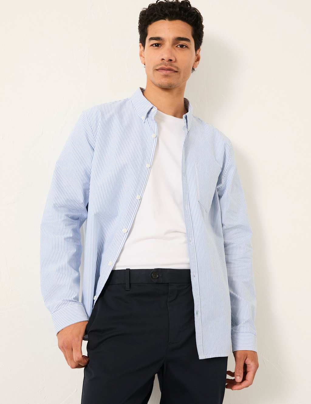 Fatface Men's Regular Fit Pure Cotton Striped Oxford Shirt - M - Blue Mix - Available at M&S