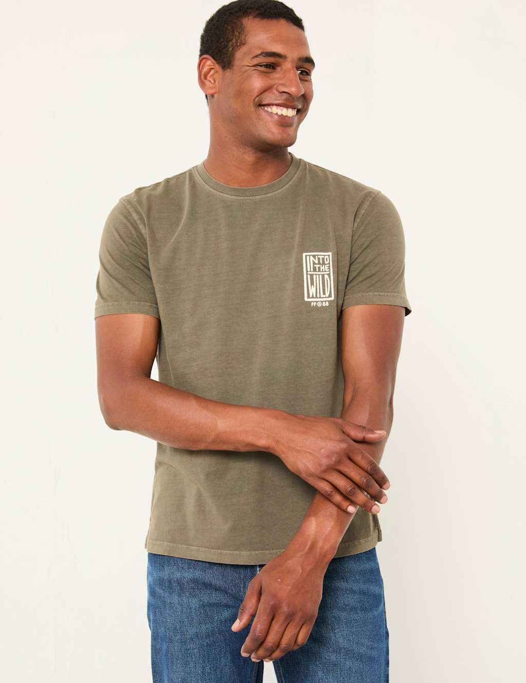 FatFace Pure Cotton Into The Wild Graphic T-Shirt Black Mix