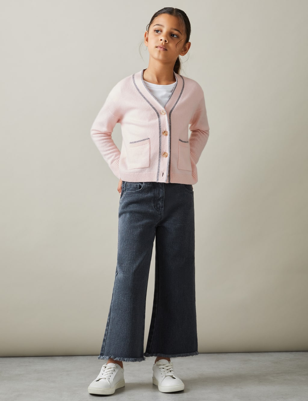 Reiss Girls Wool Blend Cardigan (4-14 Yrs) - 10-11 - Pink Mix, Pink Mix
