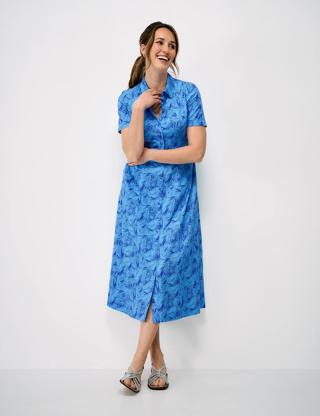 Crew Clothing Women's Lyocell Rich Midi Shirt Dress - 18 - Aqua - Available at M&S