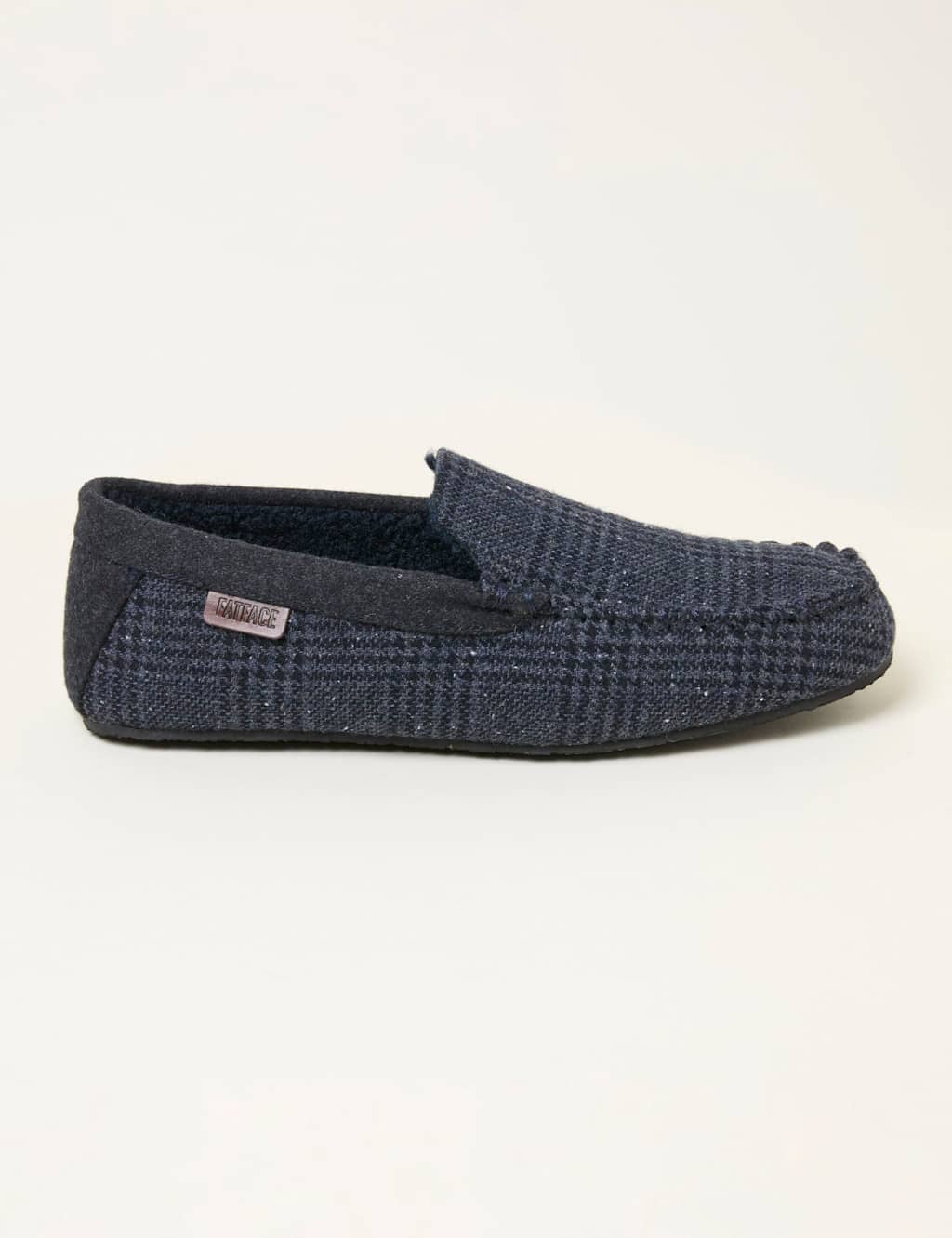 FatFace Checked Moccasin Slippers Navy Mix
