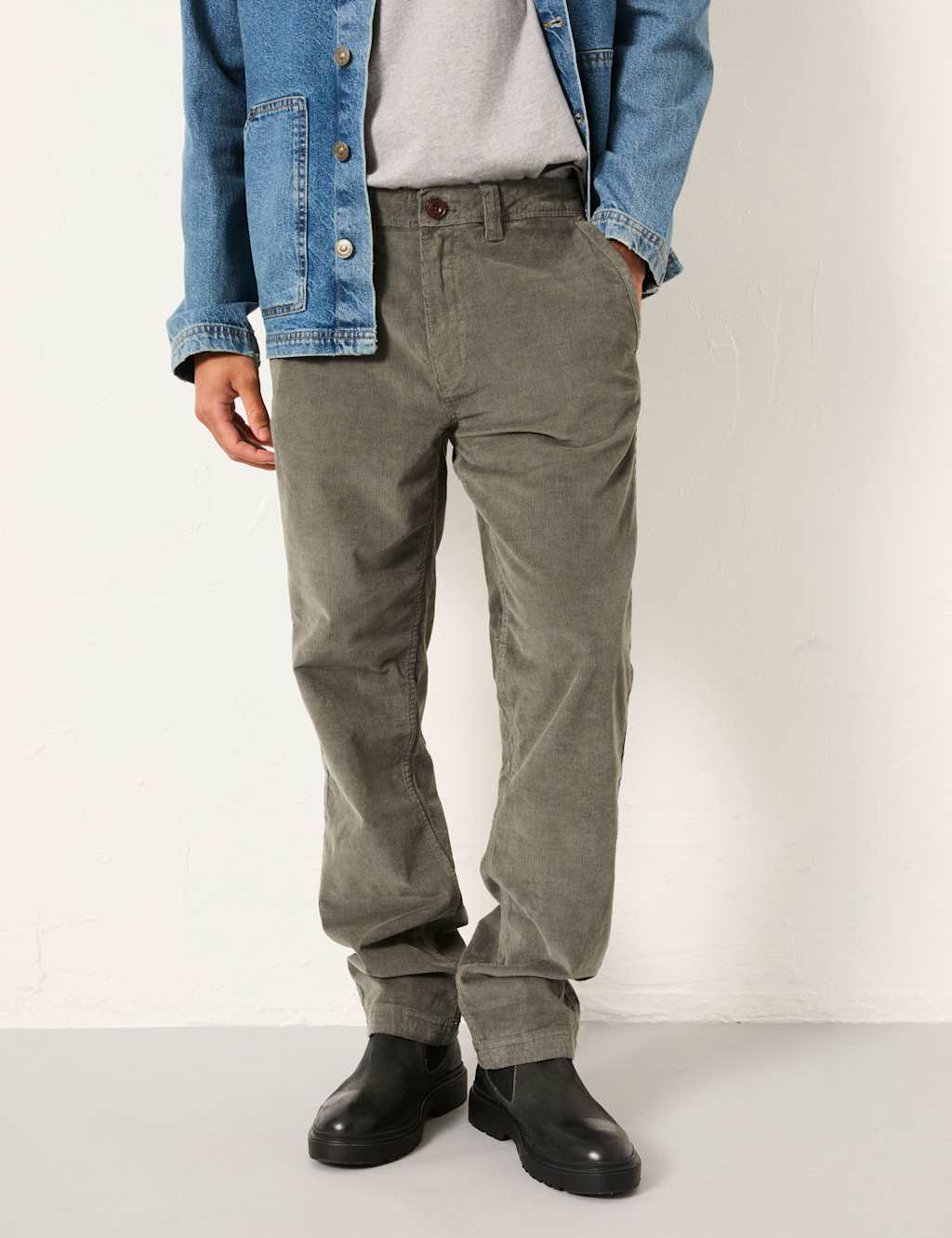 FatFace Cotton Rich Cord Chino Trousers Dark Grey
