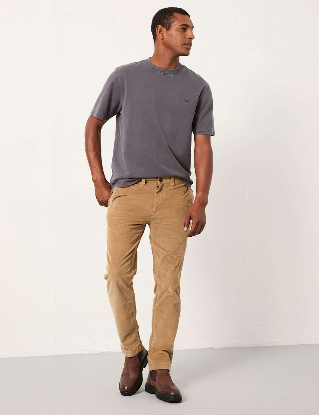 FatFace Cotton Rich Cord Chino Trousers Natural