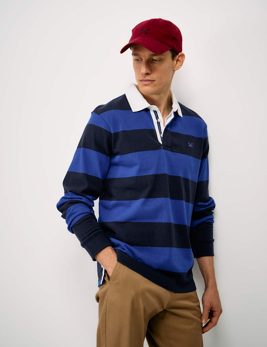Crew Clothing Men's Pure Cotton Heritage Stripe Rugby Shirt - 3XL - Navy - Available at M&S