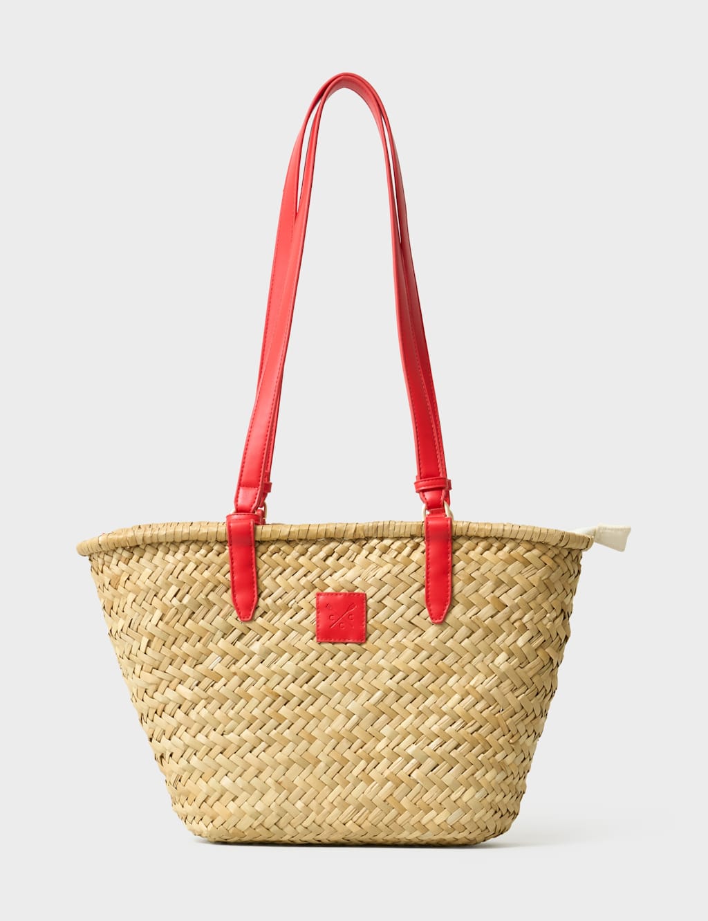 Crew Clothing Women's Straw Woven Basket Shoulder Tote Bag - Red Mix - Available at M&S