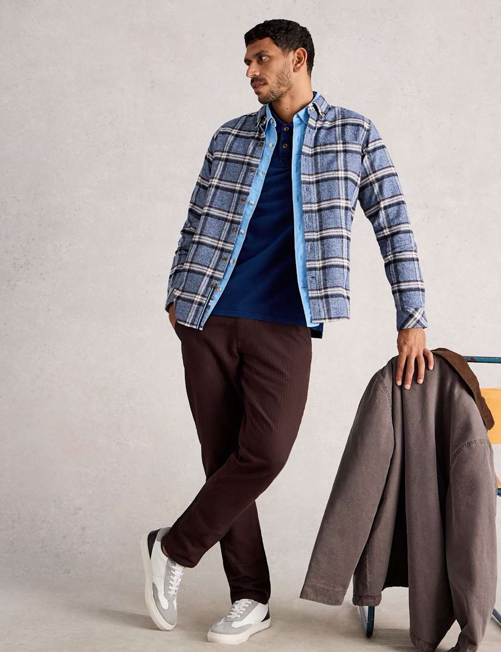 White Stuff Pure Cotton Checked Shirt Blue Mix