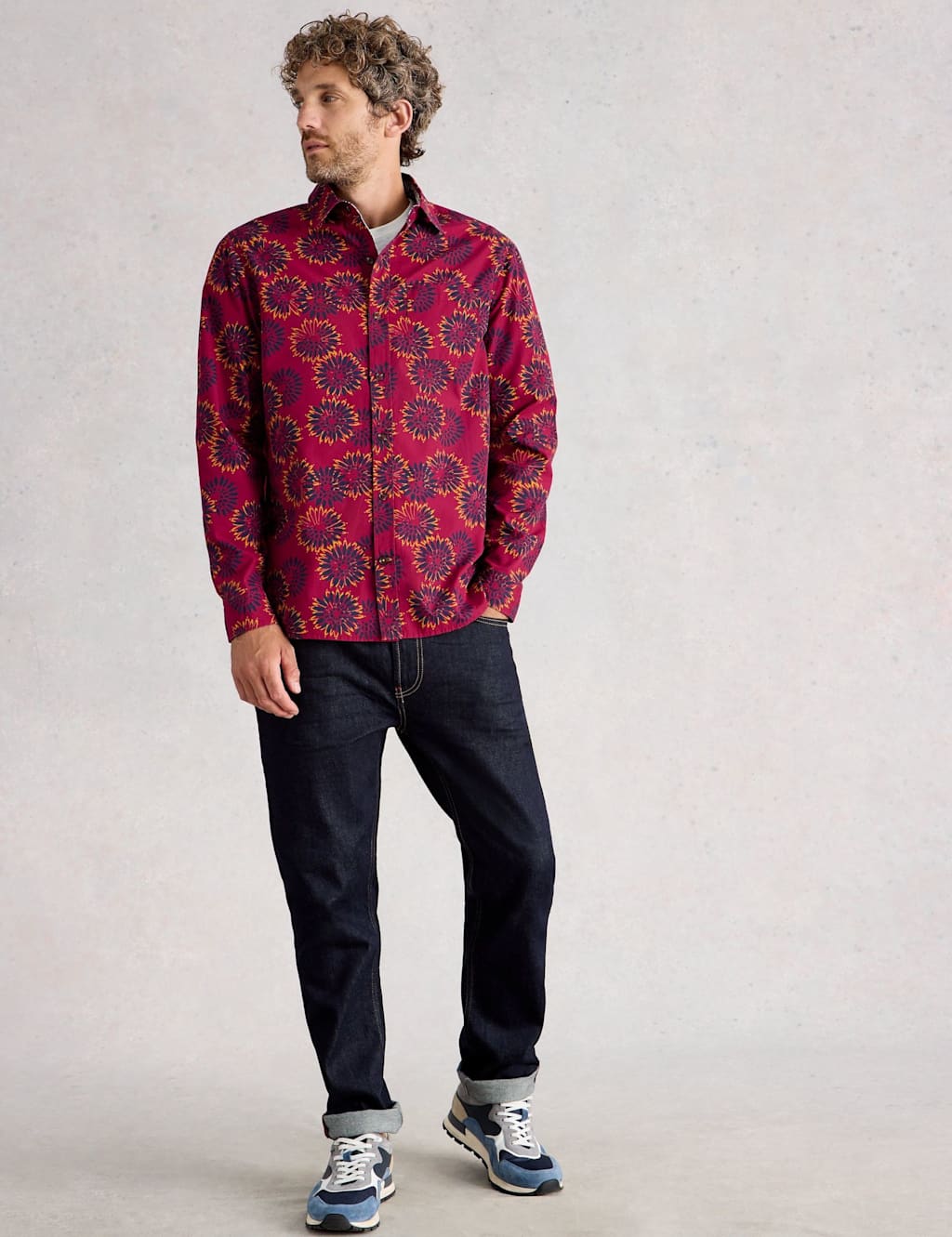 White Stuff Regular Fit Pure Cotton Printed Shirt Red Mix