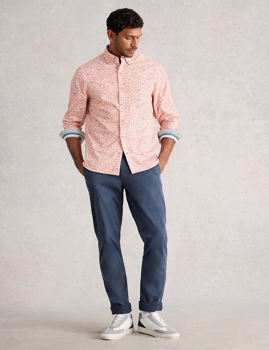 White Stuff Men's Dandelion Print Shirt - LREG - Pink, Pink