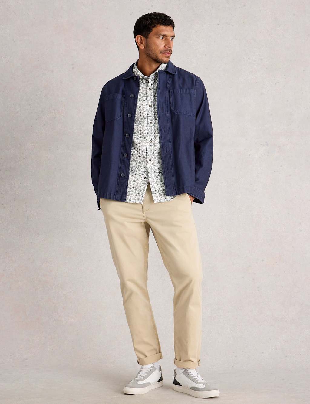 White Stuff Men's Bike Print Shirt - LREG - White Mix, White Mix