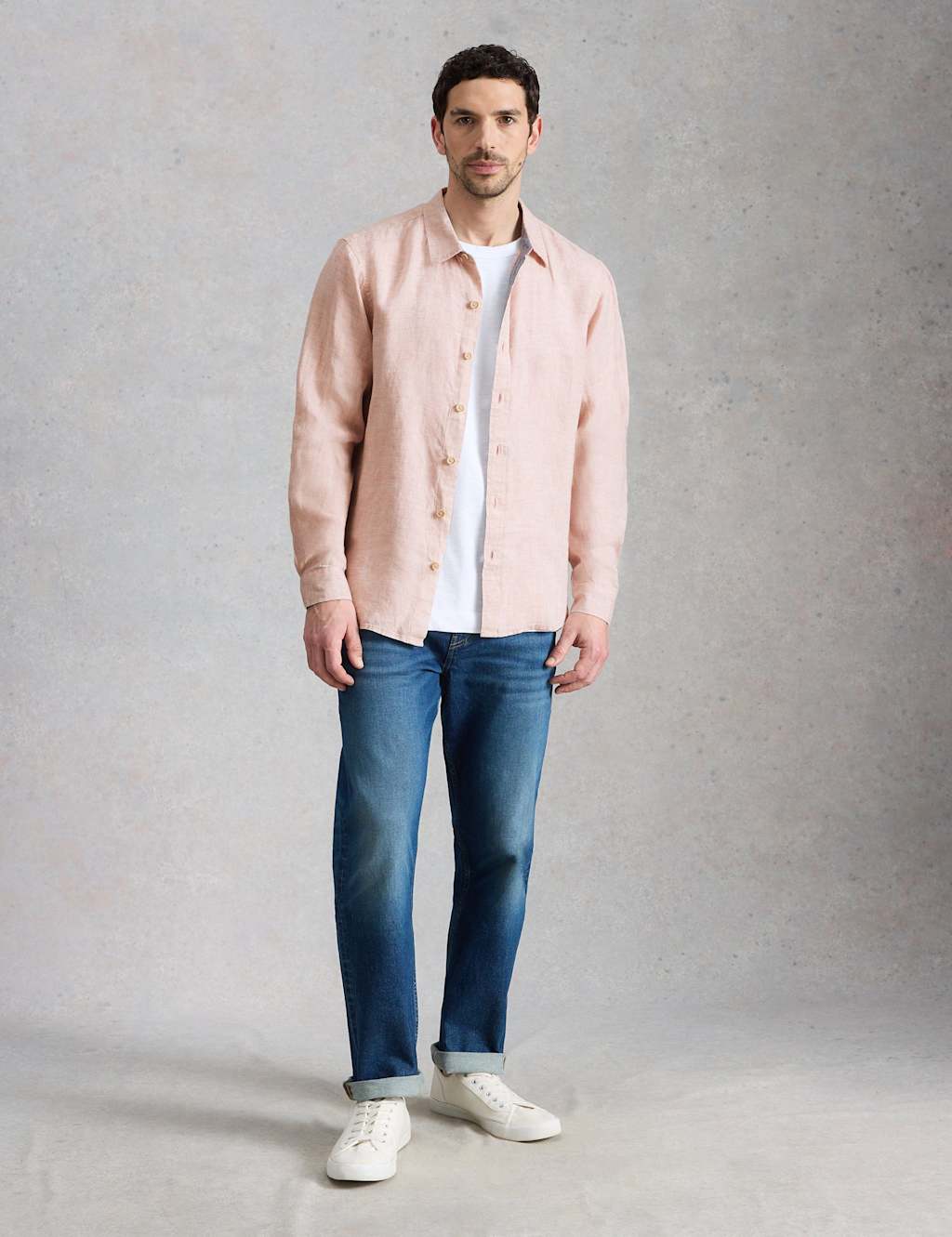 White Stuff Men's Regular Fit Pure Linen Shirt - XL - Pink - Available at M&S