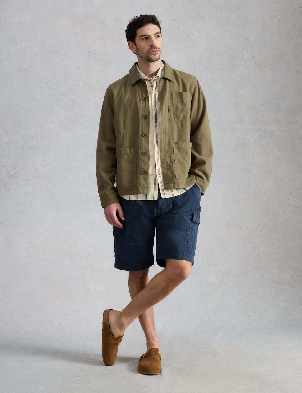White Stuff Men's Regular Fit Pure Linen Striped Shirt - XL - Natural Mix - Available at M&S