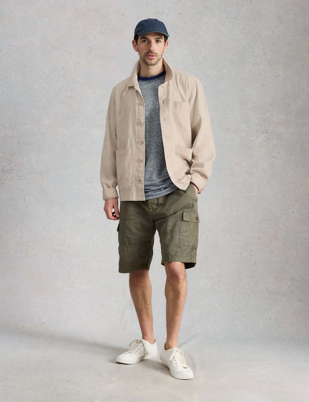 White Stuff Men's Cotton Linen Blend Overshirt - L - Tan - Available at M&S