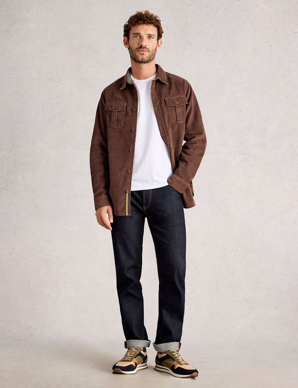 White Stuff Pure Cotton Corduroy Shirt Brown