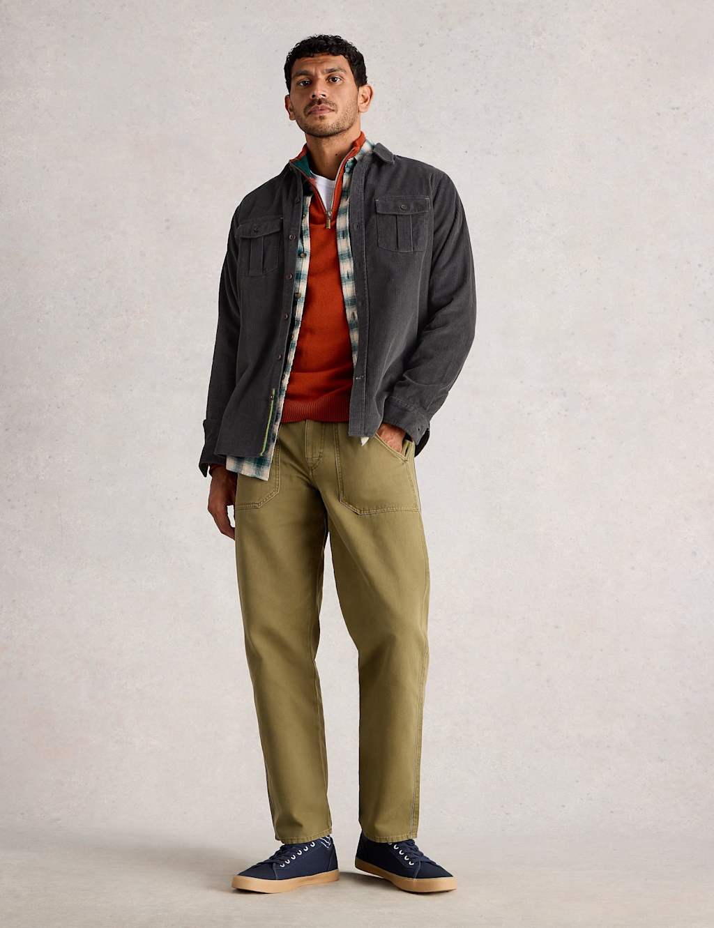 White Stuff Pure Cotton Corduroy Shirt Grey