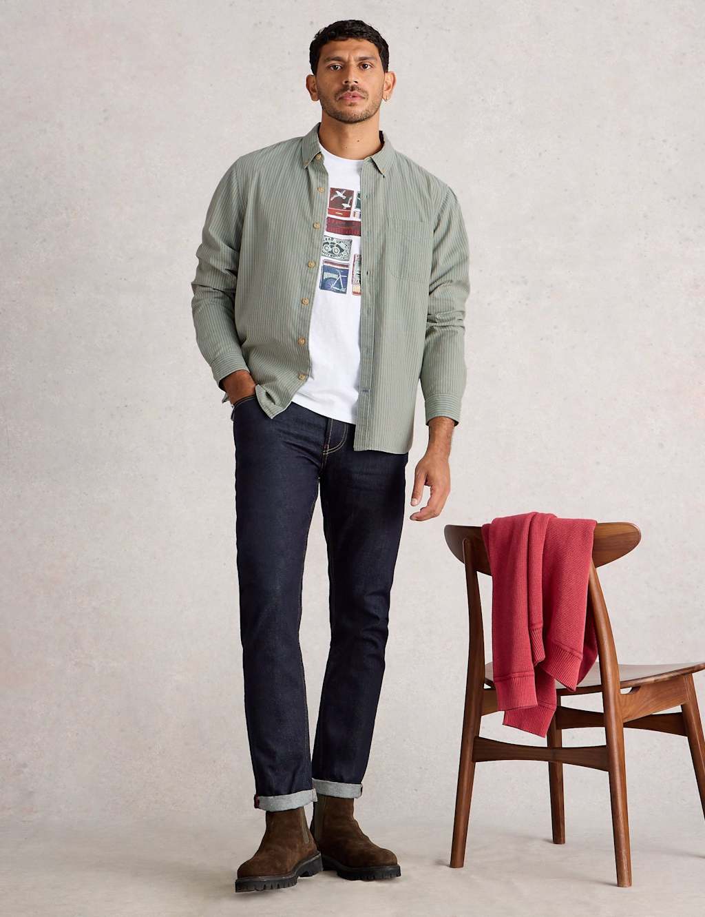 White Stuff Pure Cotton Striped Oxford Shirt Light Blue