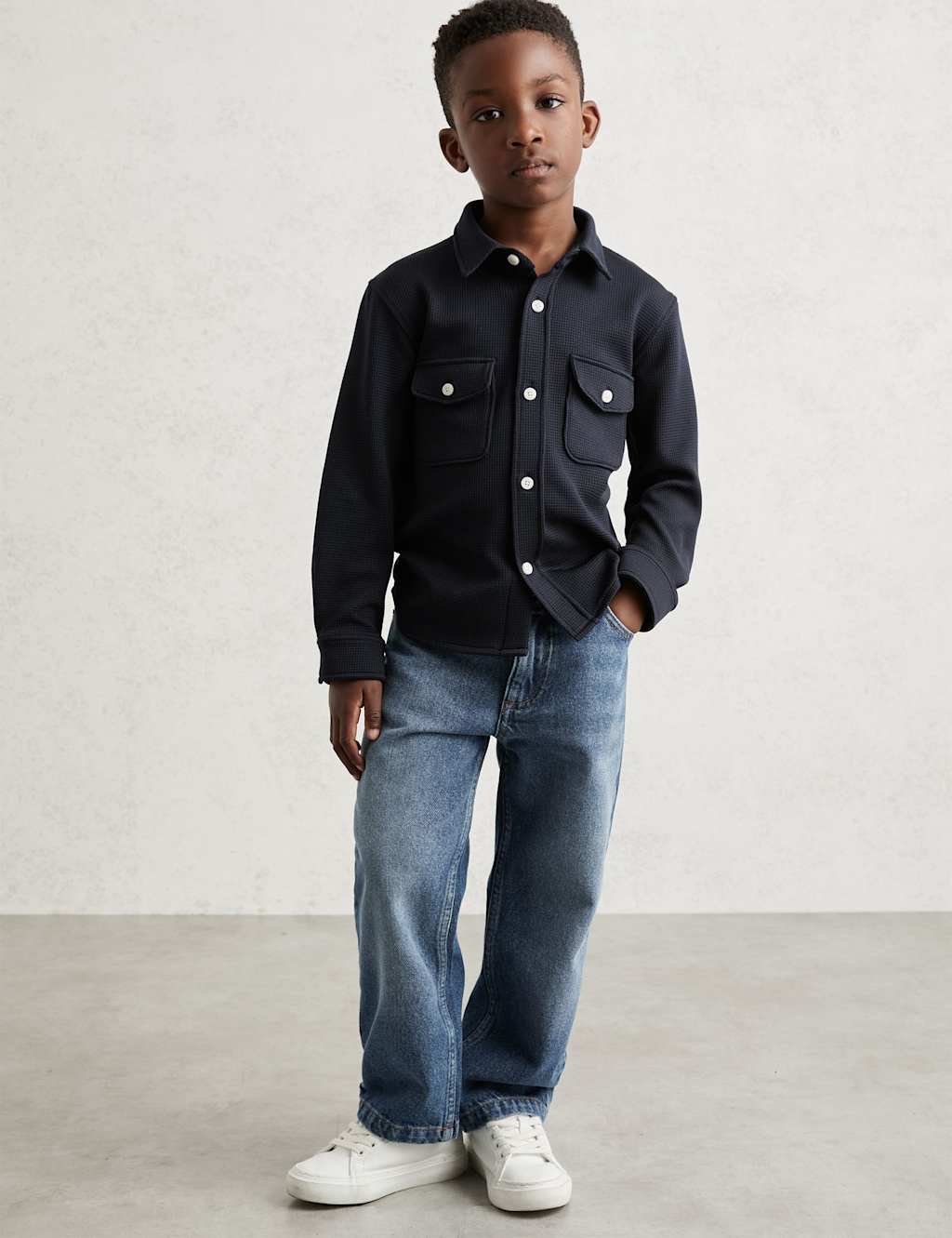 Reiss Waffle Utility Shirt (3-14 Yrs) Dark Blue