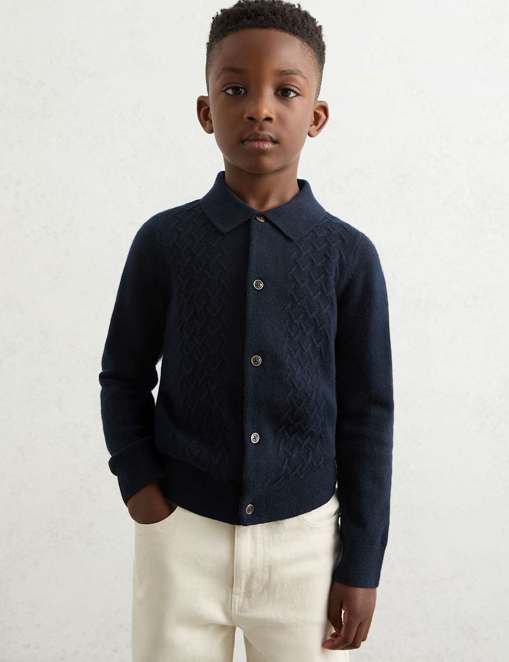 Reiss Pure Wool Cardigan (3-14 Yrs) Dark Blue