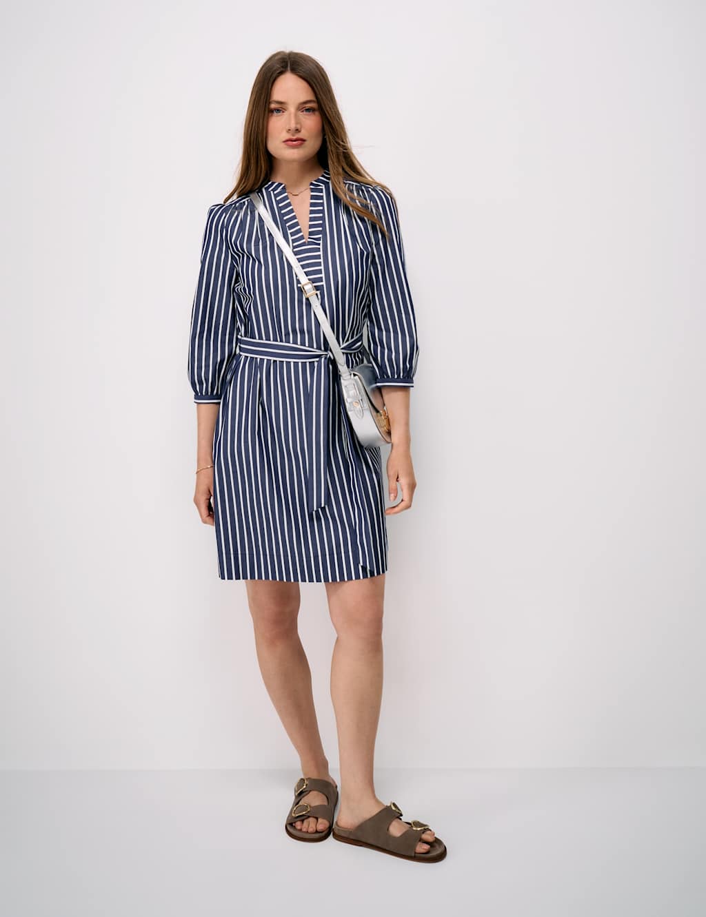 Crew Clothing Women's Pure Cotton Striped Mini Shift Dress - 16 - Blue Mix - Available at M&S