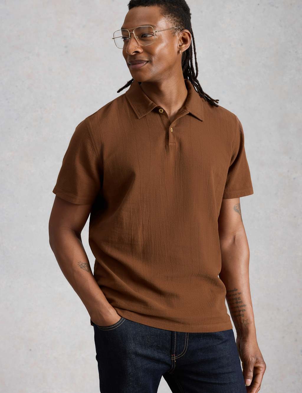 White Stuff Men's Pure Cotton Polo Shirt - M - Brown - Available at M&S
