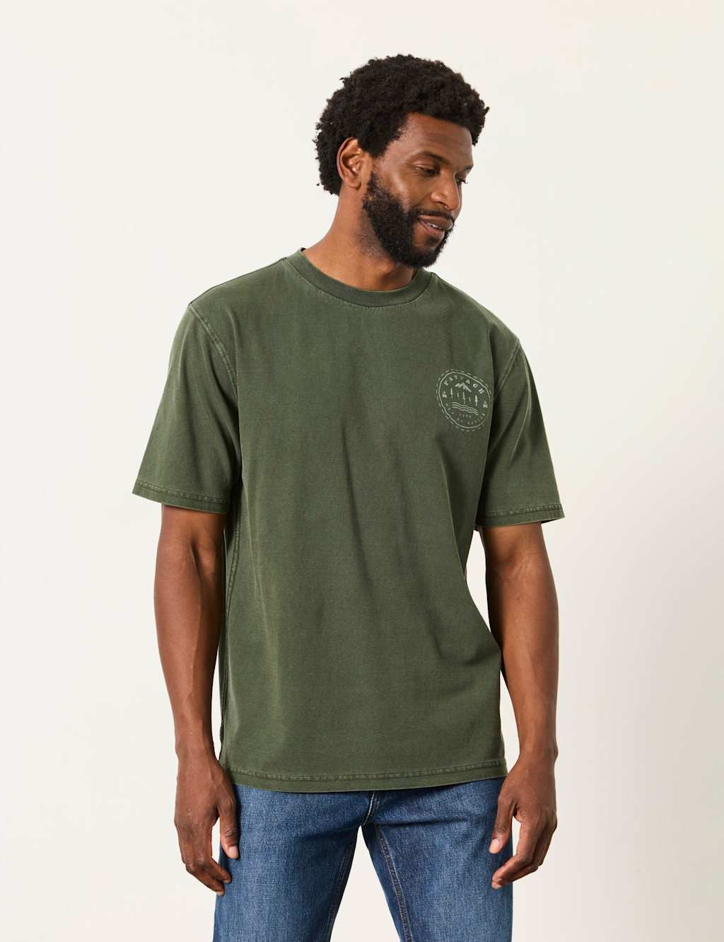 Fatface Men's Pure Cotton Mountain Graphic T-Shirt - 2XL - Khaki Mix - Available at M&S