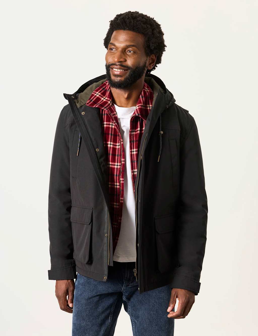 Fatface Men's Padded Waterproof Utility Jacket - M - Black - Available at M&S