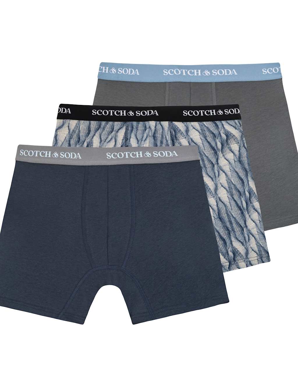 Scotch & Soda 3pk Cotton Rich Boxers Blue Mix