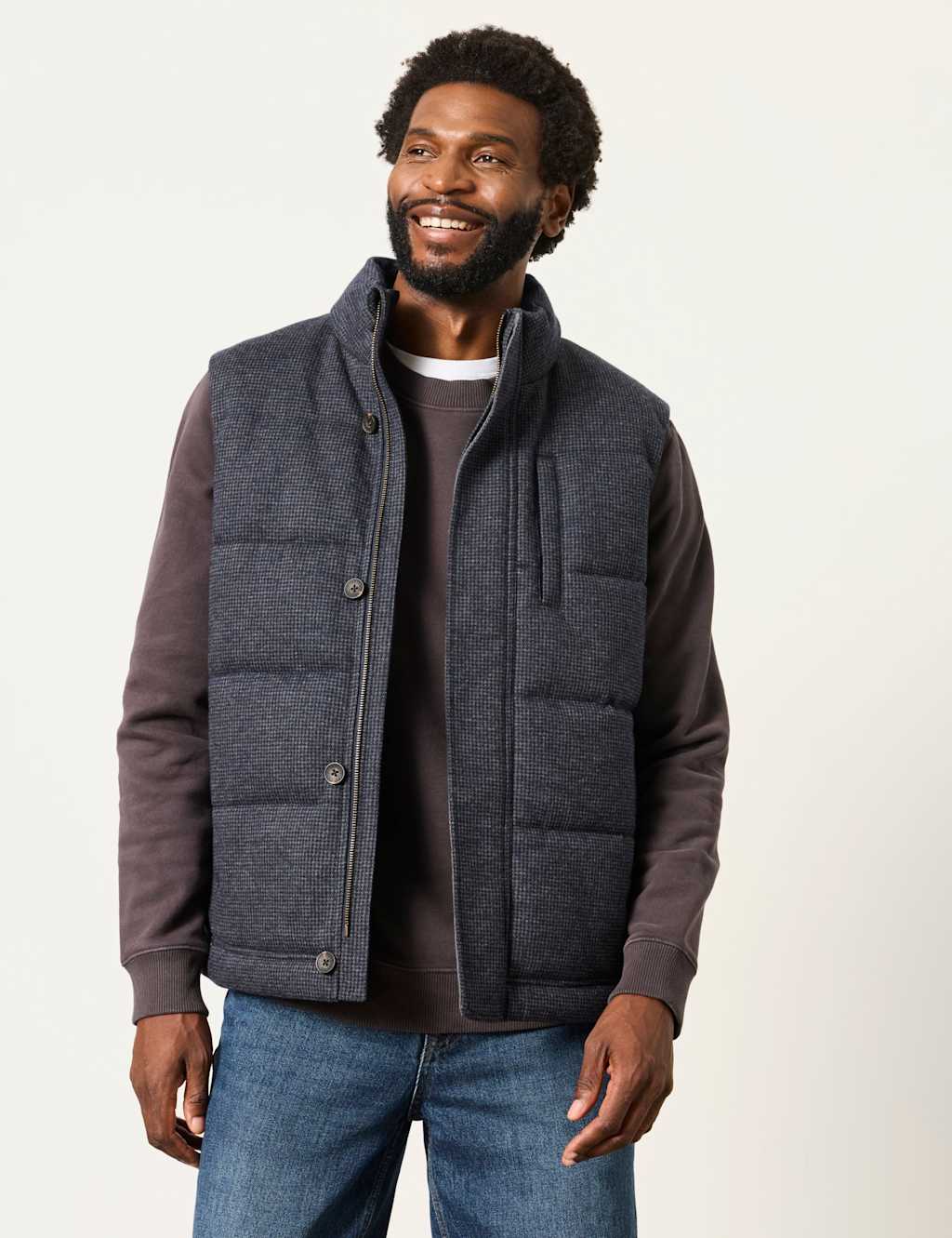 Fatface Men's Lightweight Padded Gilet - M - Navy Mix - Available at M&S