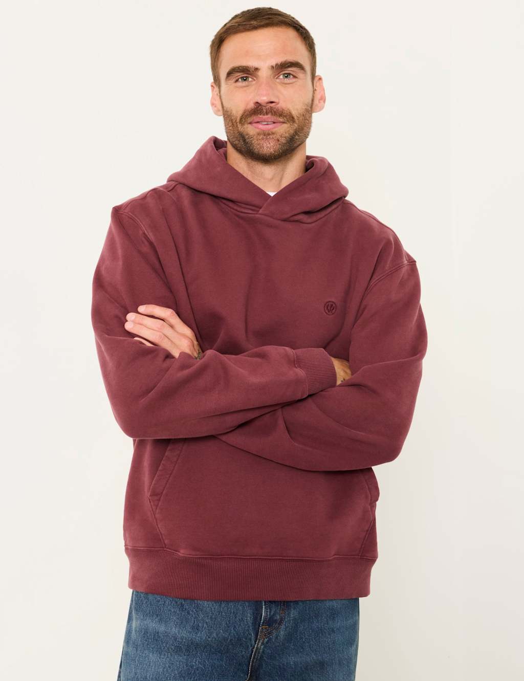 Fatface Men's Pure Cotton Oversized Hoodie - L - Plum - Available at M&S