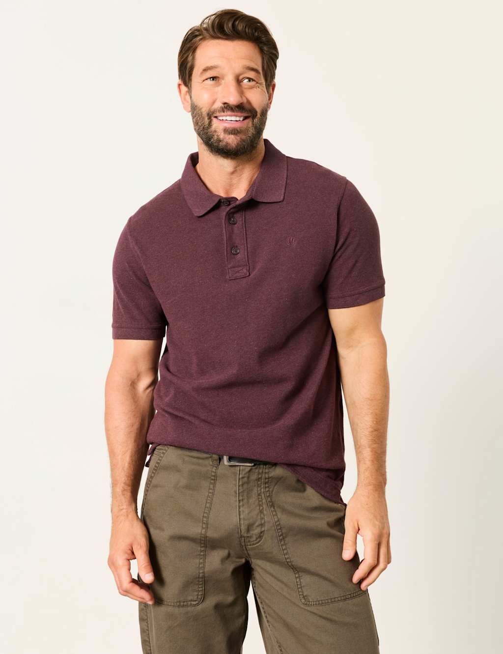 Fatface Men's Pure Cotton Pique Polo Shirt - L - Purple - Available at M&S