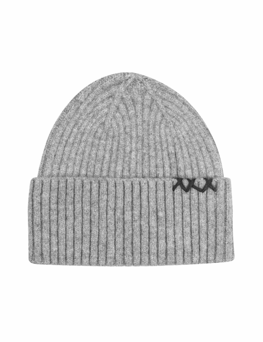 Scotch & Soda Ribbed Beanie Hat with Merino Wool Medium Grey