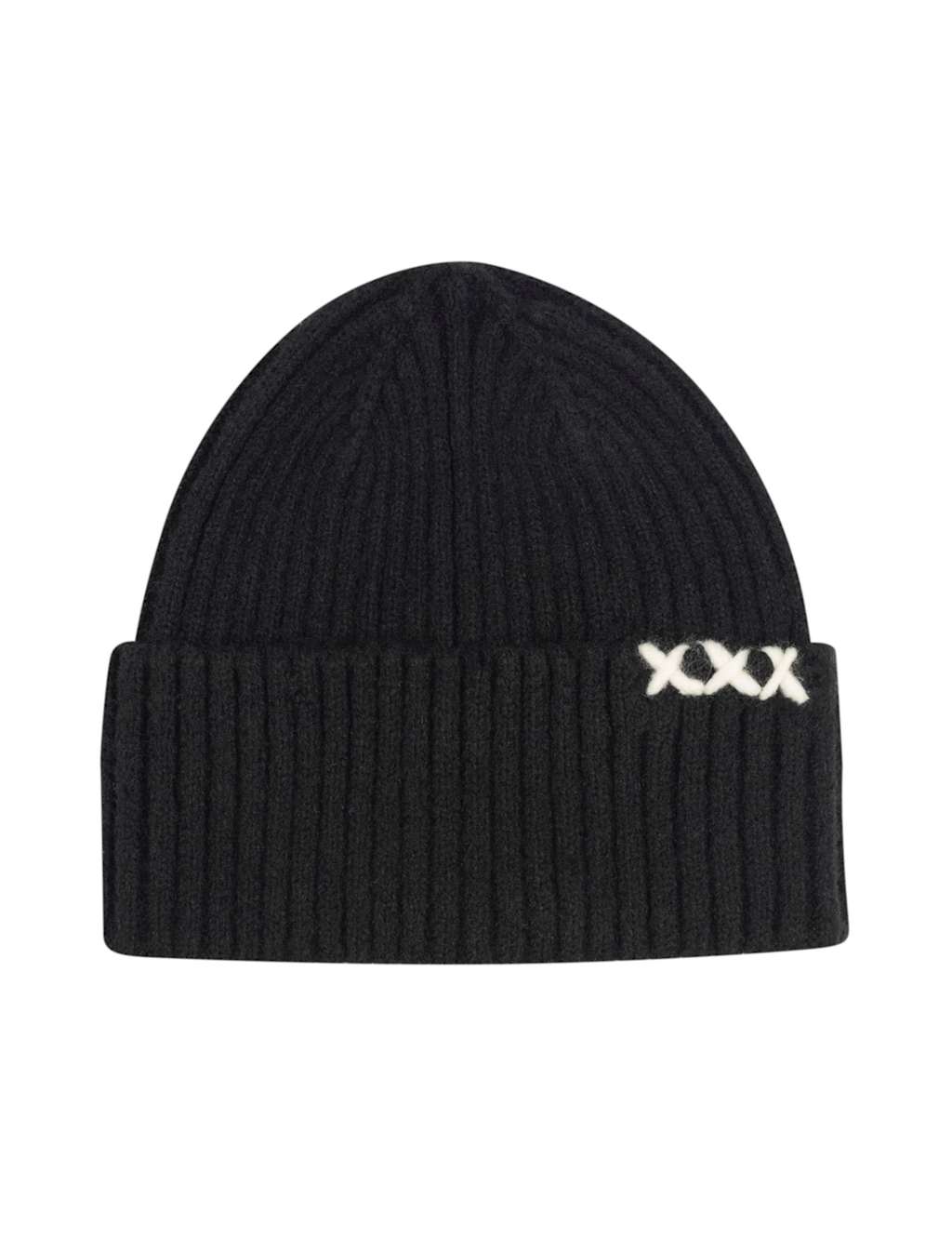 Scotch & Soda Ribbed Beanie Hat with Merino Wool Black