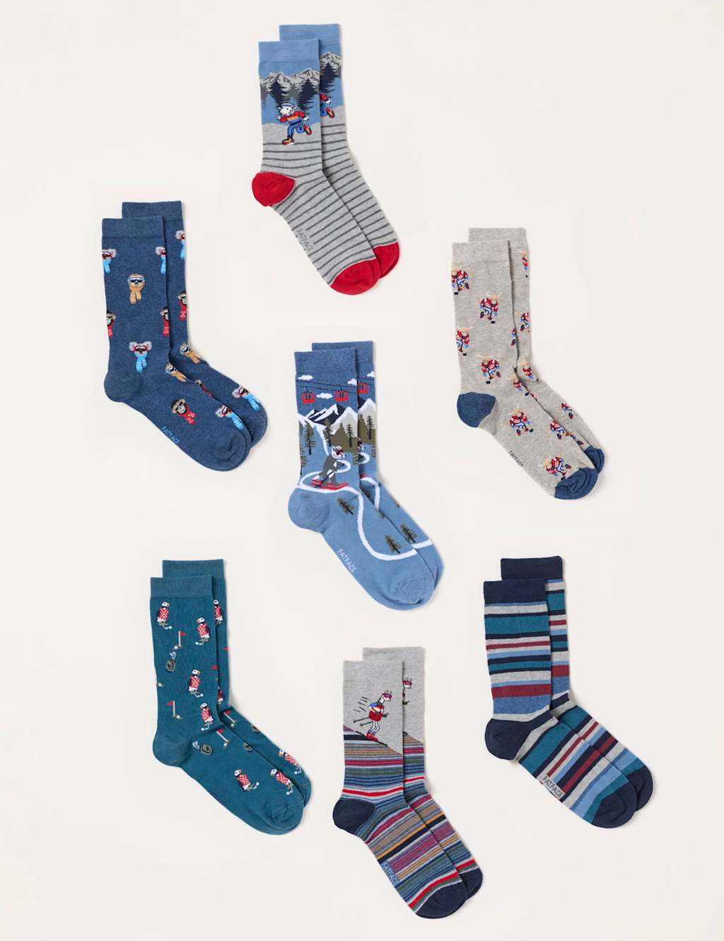 Fatface Men's 7 Days of Socks Gift Set - Multi - Available at M&S